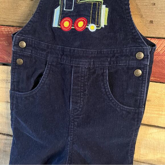 Talbots Kids Navy Train Corduroy Overalls Size 24 Months - Picture 4 of 12